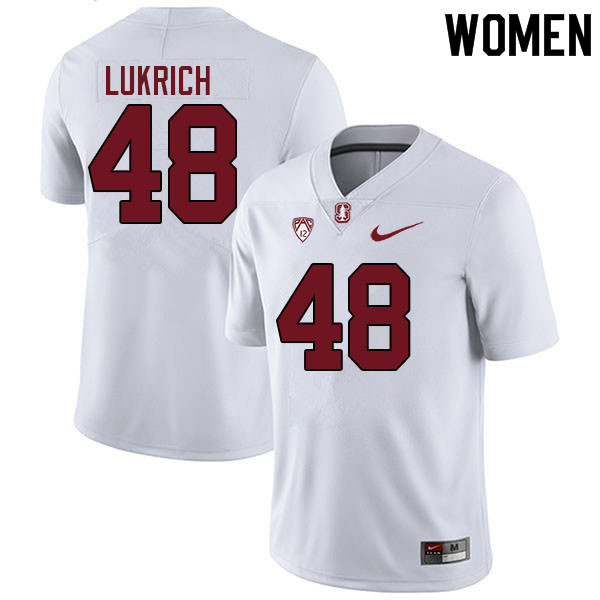 Women #48 Coco Lukrich Stanford Cardinal College Football Jerseys Sale-White - Click Image to Close